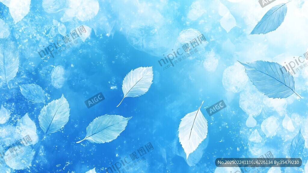 樹葉藍背景