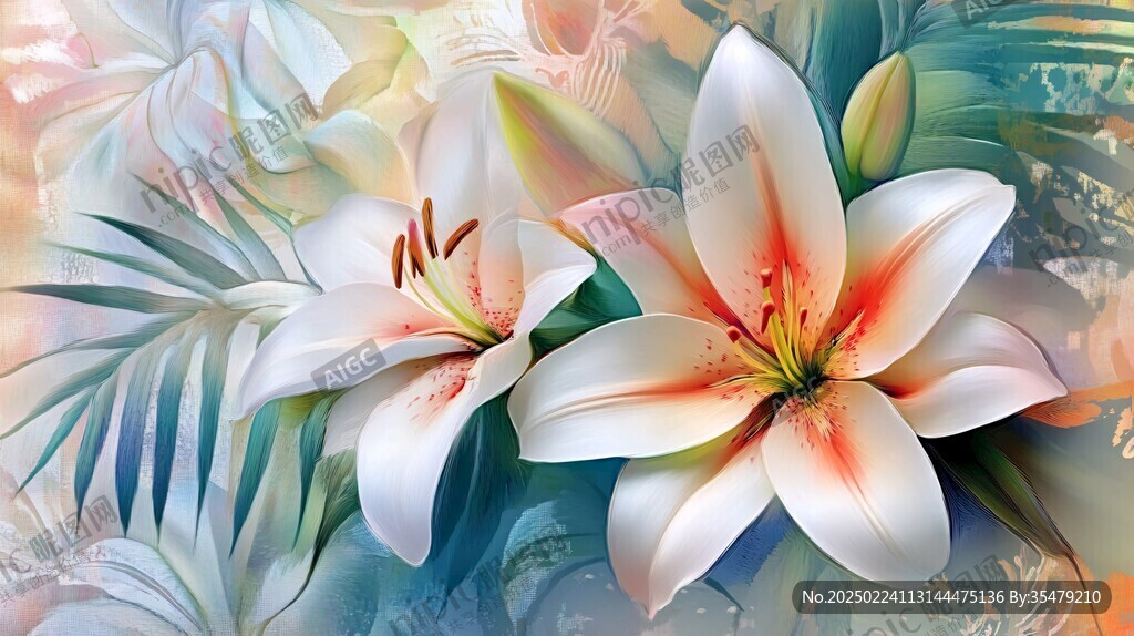 裝飾畫百合花