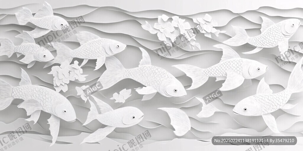 現(xiàn)代屏風(fēng)鯉魚圖