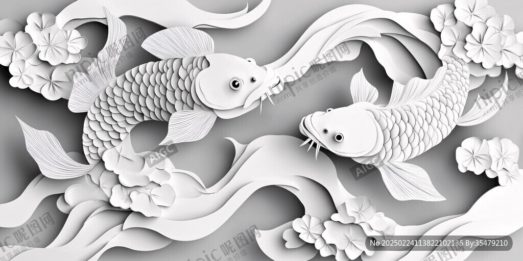 3d浮雕金魚鯉魚