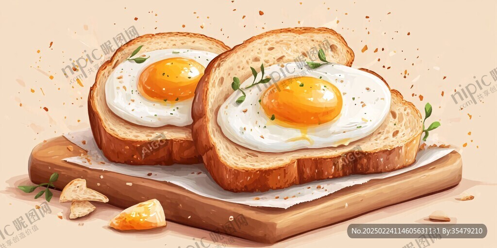 厚蛋吐司插畫