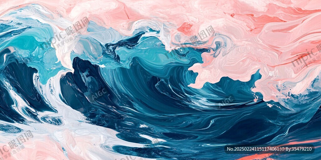 海洋漸變抽象流體畫
