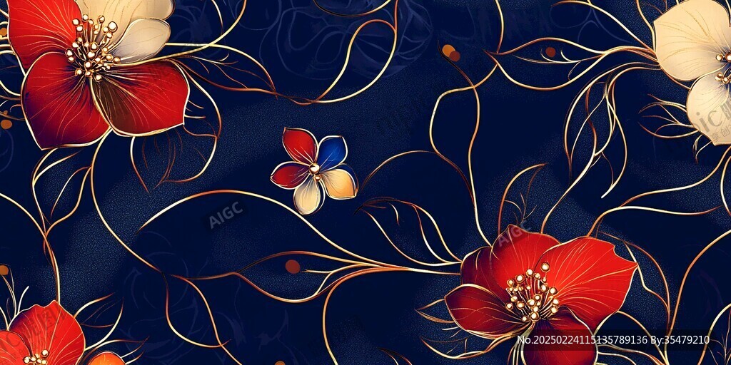 輕奢金線花鳥(niǎo)圖