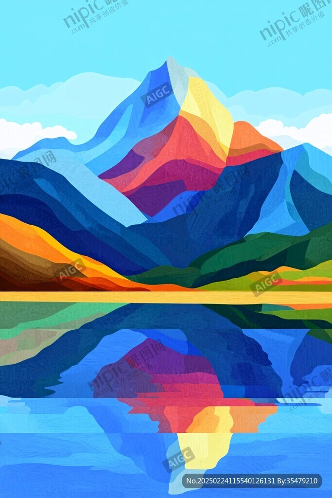 山湖插畫