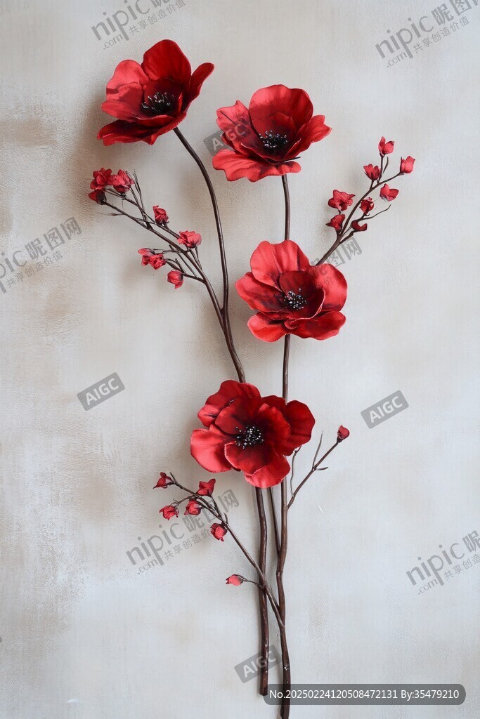 紅色仿真花