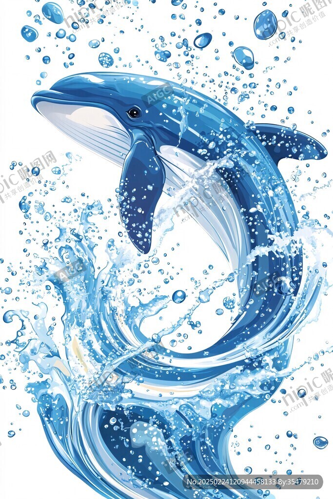 手繪鯨魚海豚