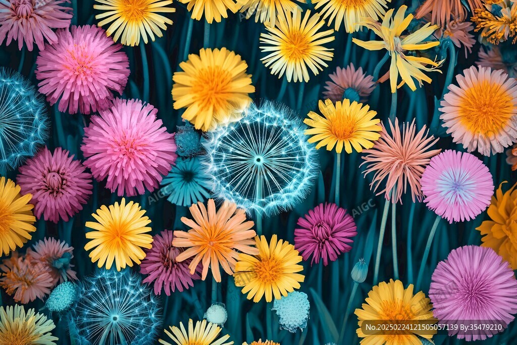 彩色菊花背景墻