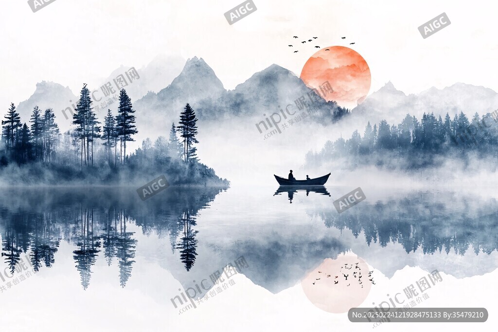 新中式禪意山水船