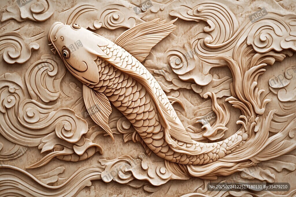 鯉魚浮雕圖
