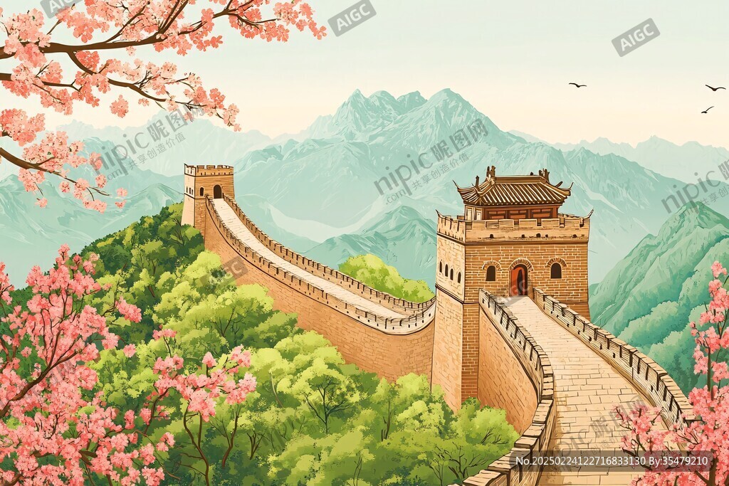 長城風景插畫