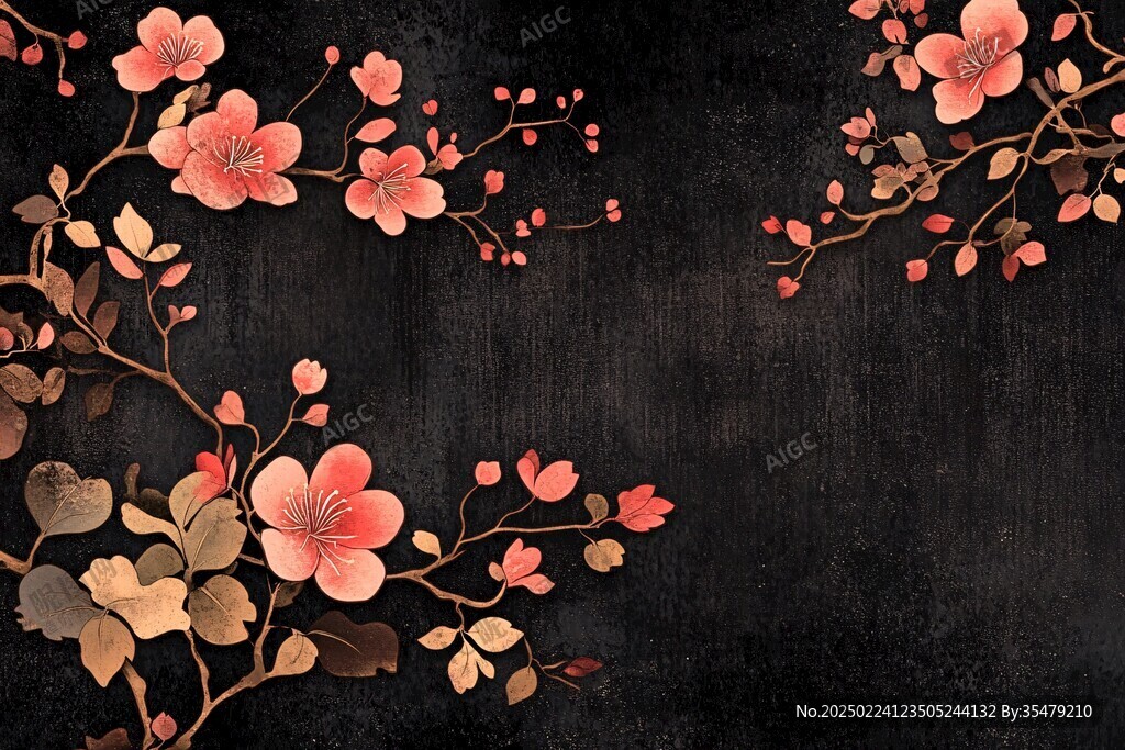 桃花運背景墻面花紋