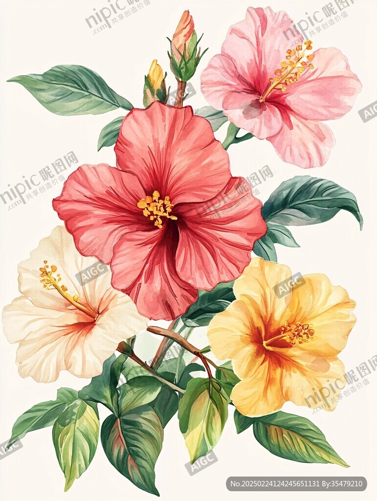 扶桑花插畫