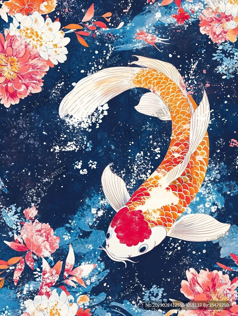 中式古典傳統(tǒng)錦鯉