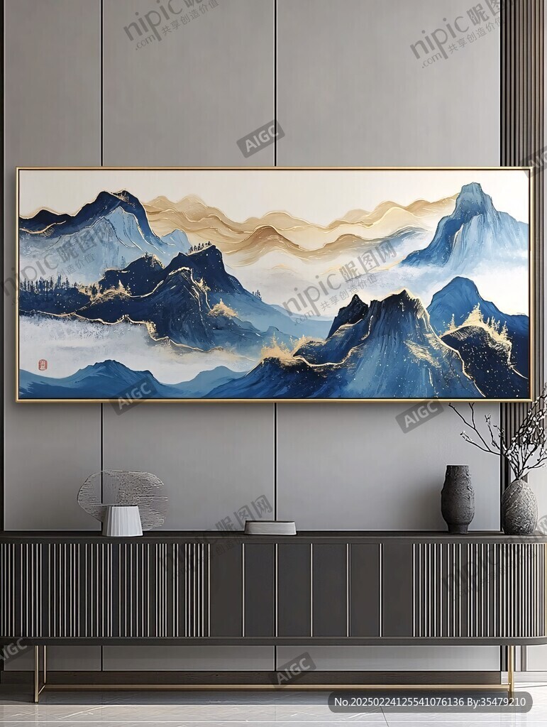 巨幅山水壁畫抽象掛畫