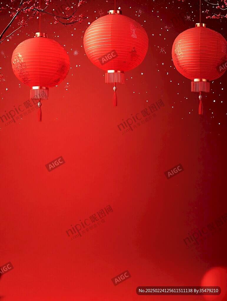 紅燈籠星光紅色背景