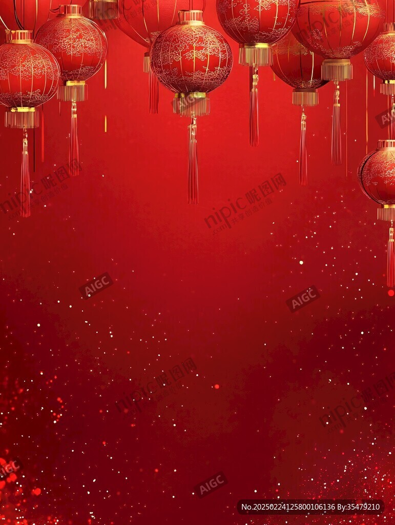 紅燈籠星光紅色背景