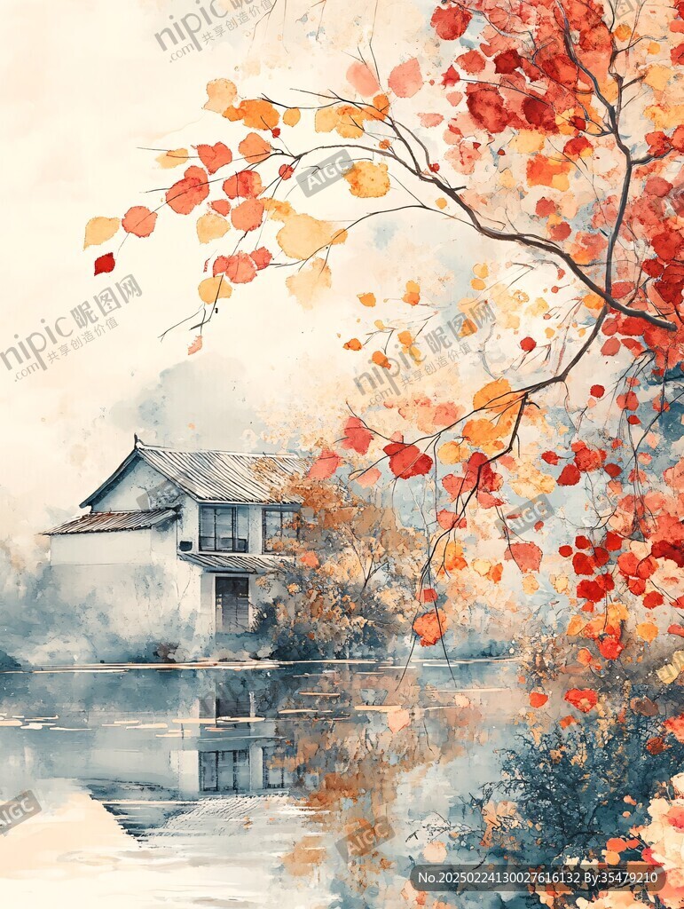 古風(fēng)秋天景色插畫
