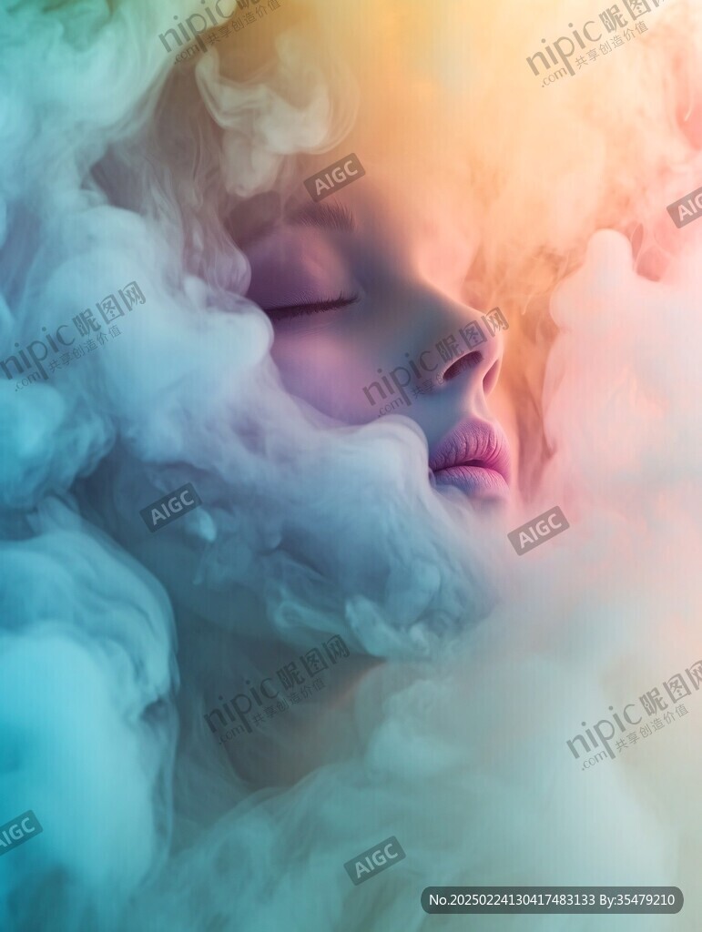 繪畫夢(mèng)幻煙霧五彩