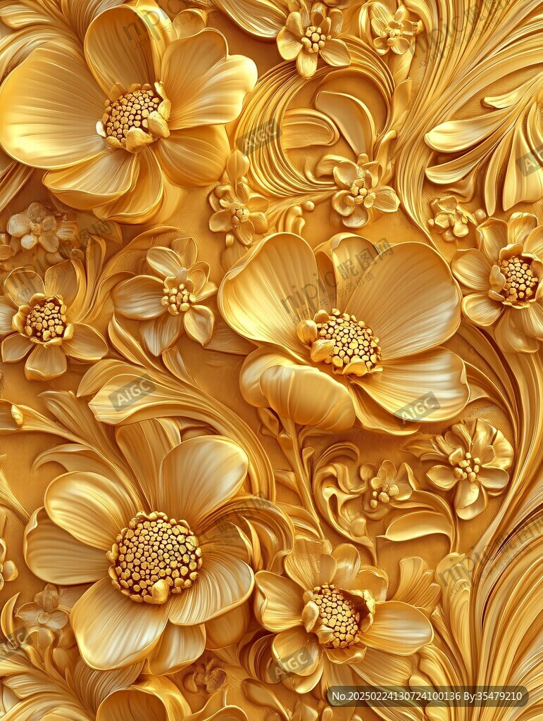 金色立體花朵