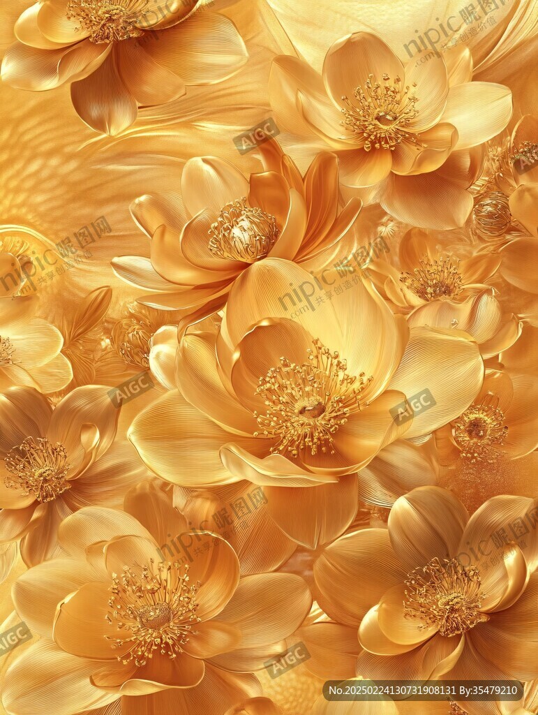 金色牡丹花水紋