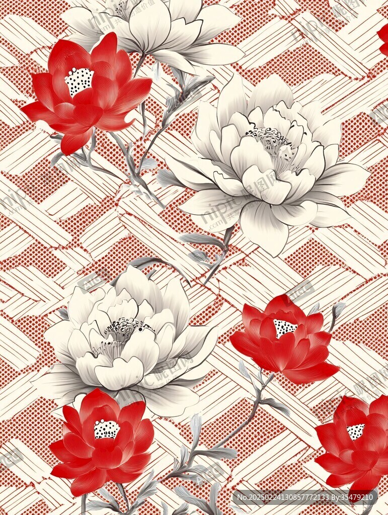 牡丹插畫底紋