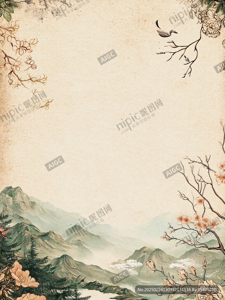 古色古香山水背景