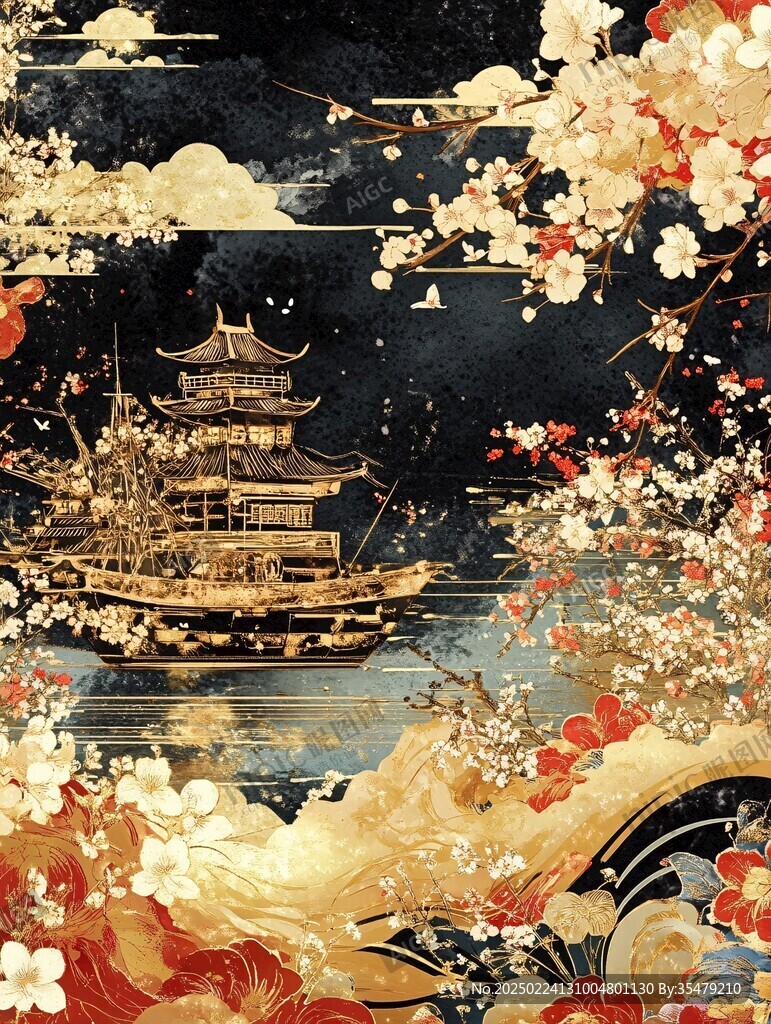 古風(fēng)插畫皇宮樓閣插畫