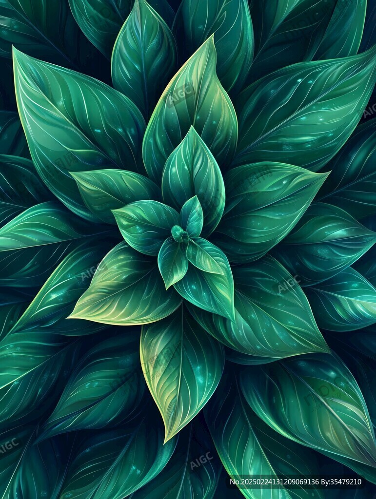綠葉天頂畫