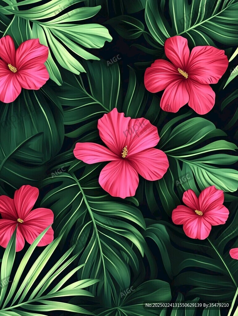 田園風(fēng)熱帶樹葉花朵