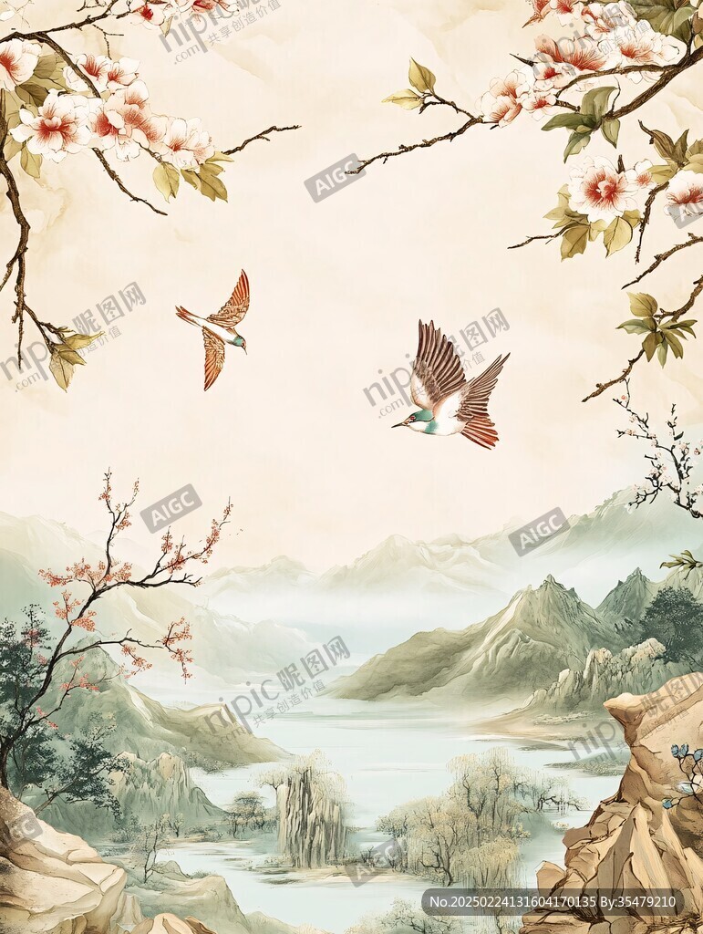 山水花鳥(niǎo)背景