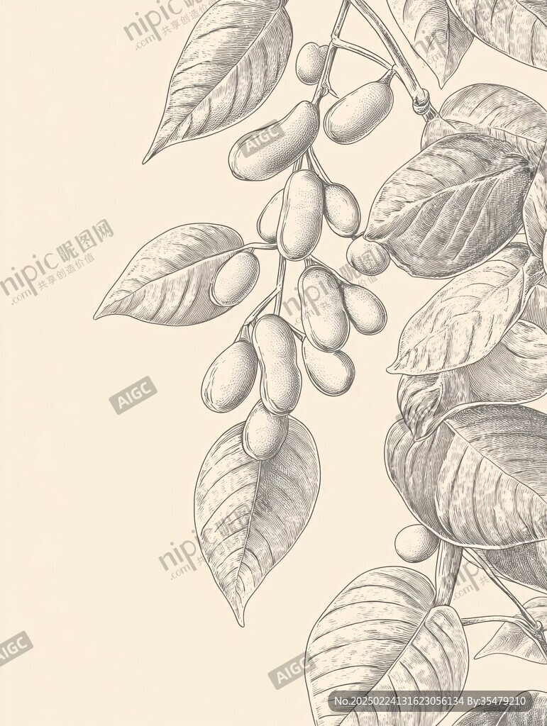 巴豆植物插畫