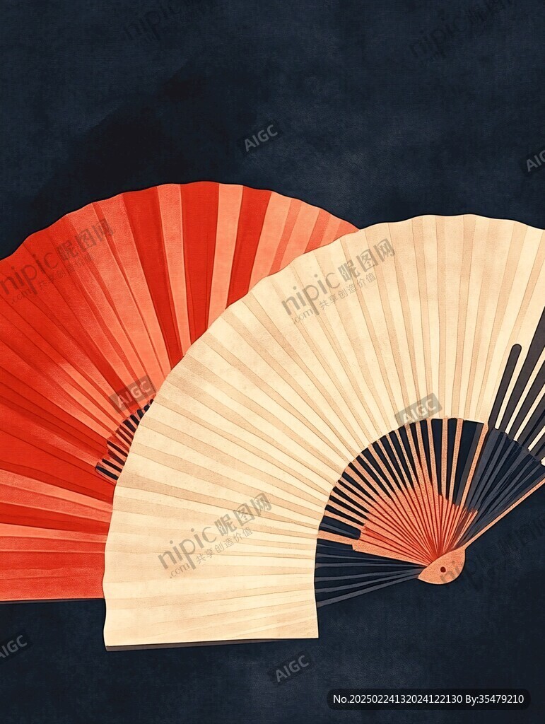 折扇格柵插畫