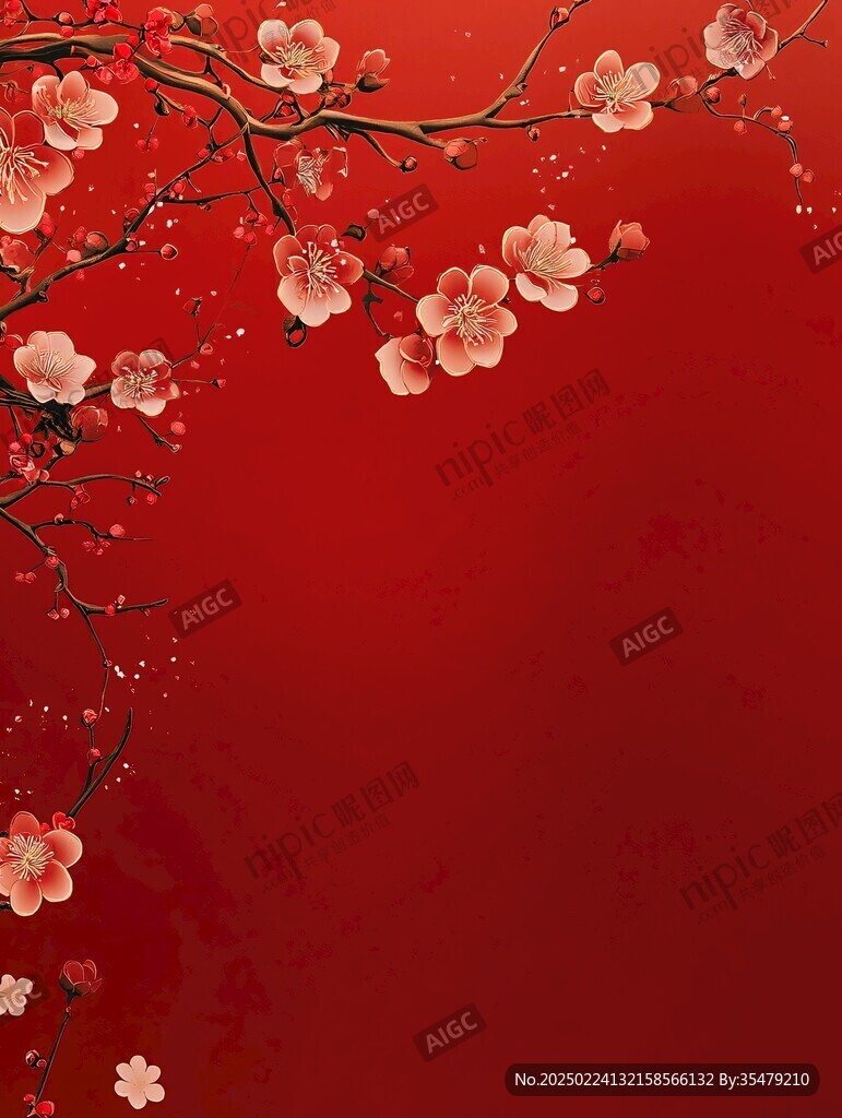 杏花紅底圖