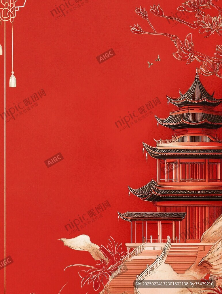 中式紅色背景地產(chǎn)