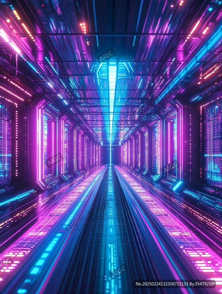 科幻燈光走廊