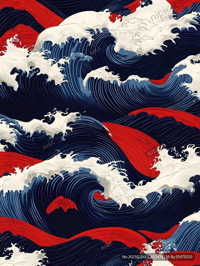浪濤翻滾包裝底紋