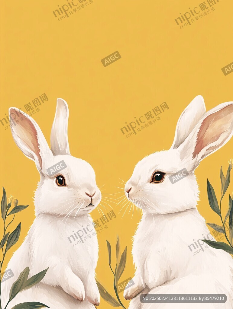 兔年對聯插畫