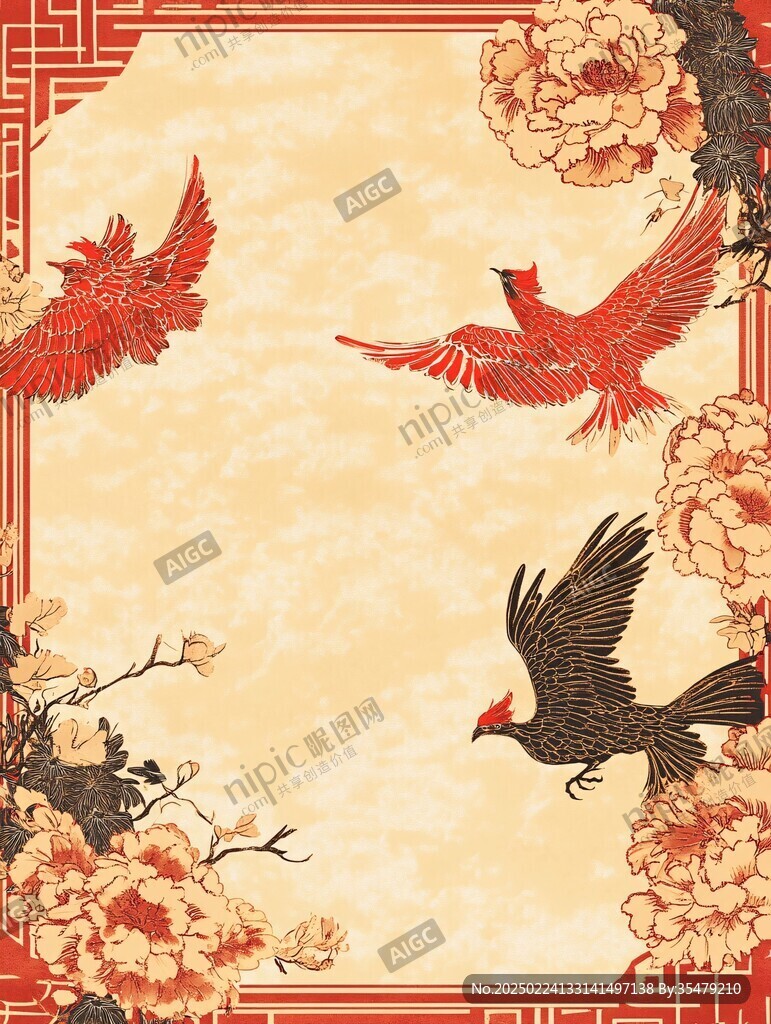 古風(fēng)古典花鳥背景