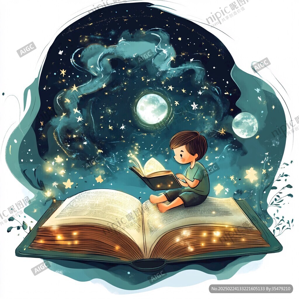 兒童看書插畫