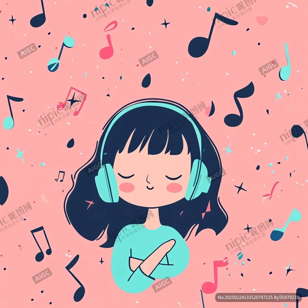 聽歌的小女孩