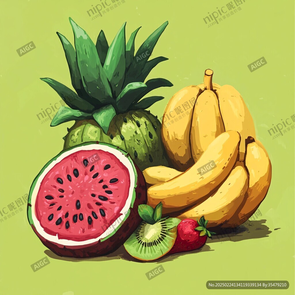 夏季水果美食插畫