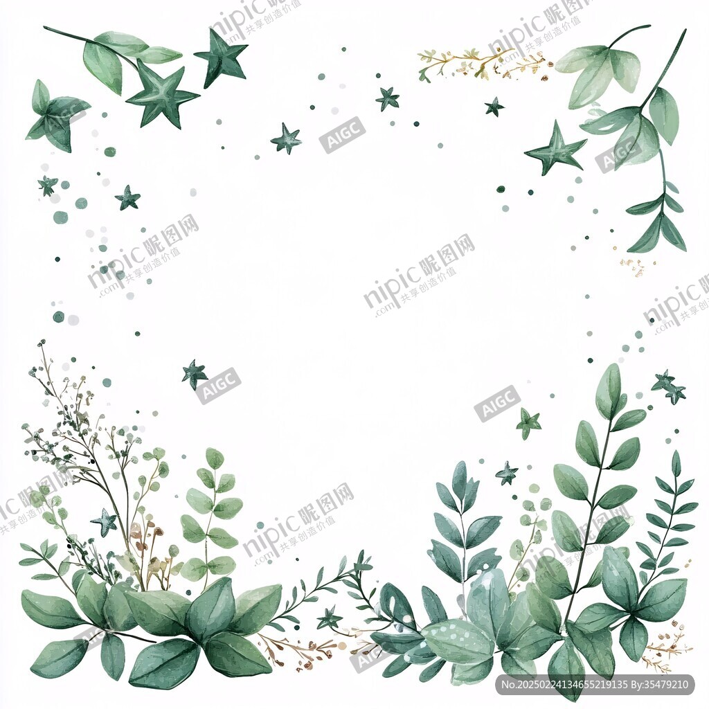 綠植邊框枝葉邊框