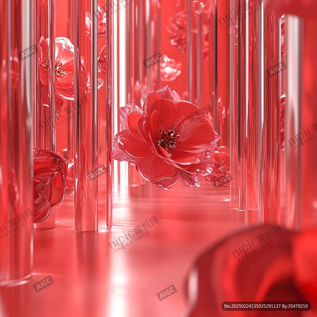 3d紅色花