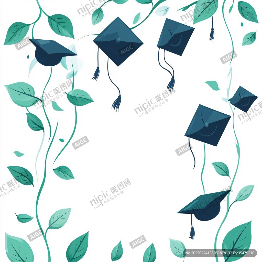 綠色畢業(yè)插畫