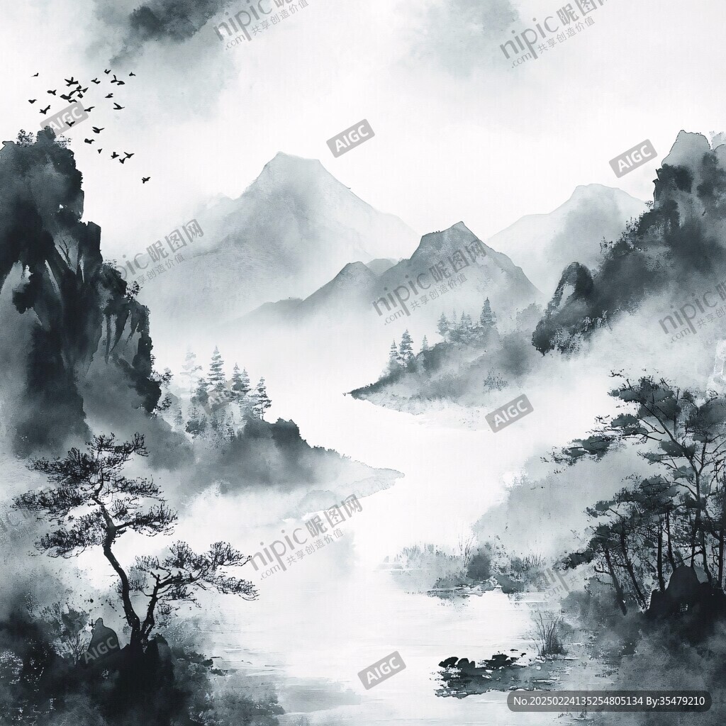 詩(shī)意古風(fēng)水墨山水