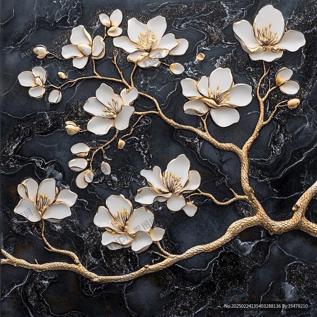 輕奢金線花鳥圖