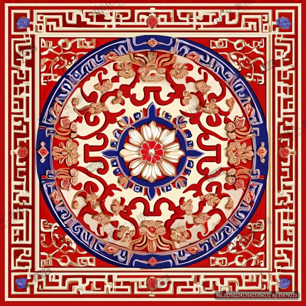 紅藍(lán)中式雕花