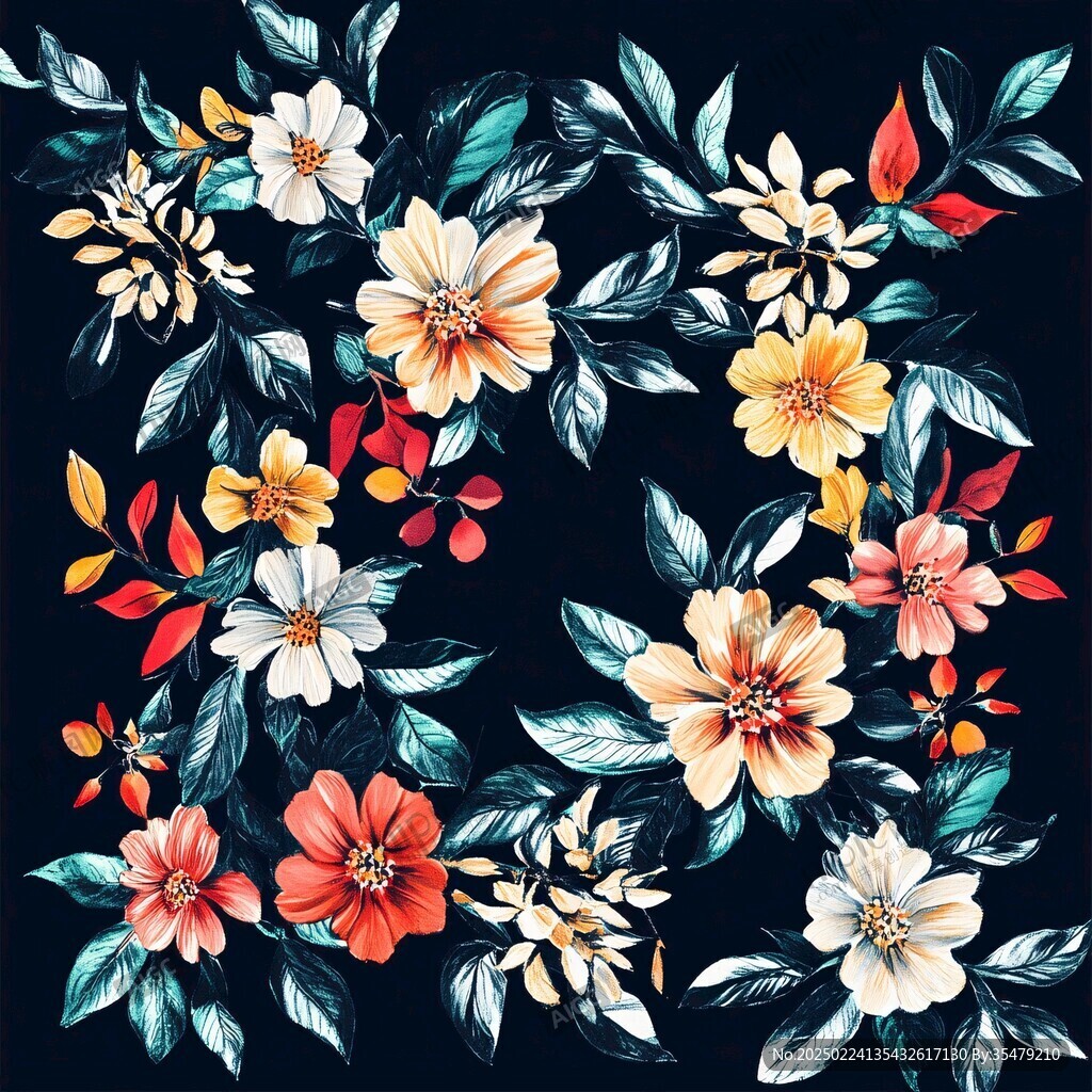 田園風(fēng)熱帶樹葉花朵