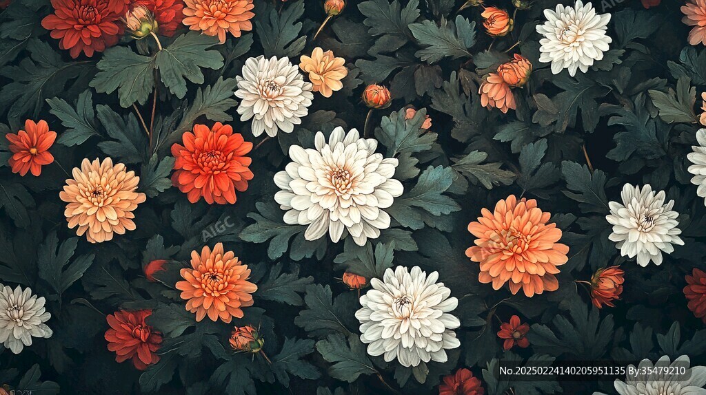 菊花壁畫