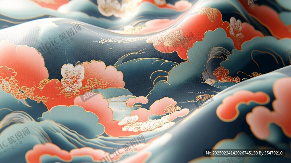 古風(fēng)海浪包裝插畫